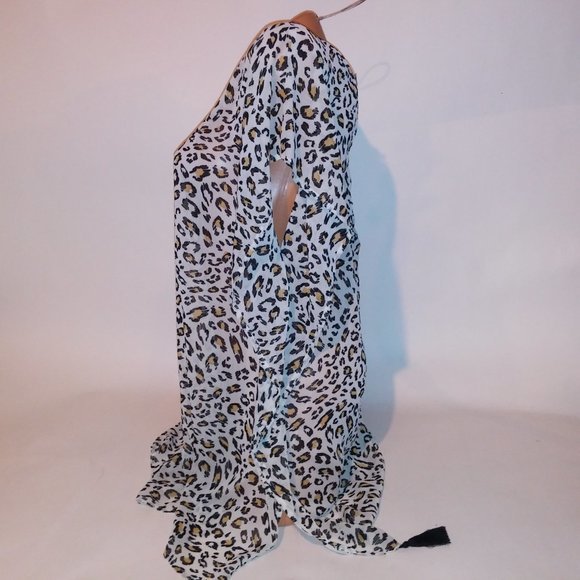Palisades Beach Club Swim Cover Up Medium Large M/L Sheer Leopard Animal Print S - Picture 6 of 10